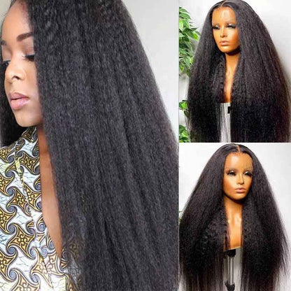 Kinky Straight Lace Front Wigs Human Hair HD Lace Frontal Wigs Human Hair Natural Color 16-34 inch