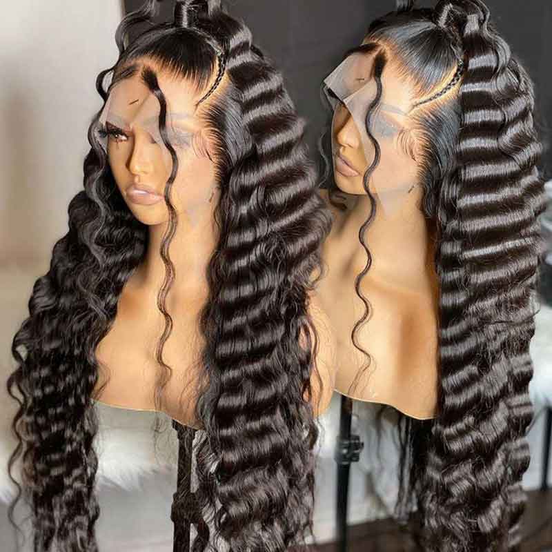 Loose Deep Wave Lace Front Wigs Transparent Lace Frontal Wigs Human Hair Natural Color