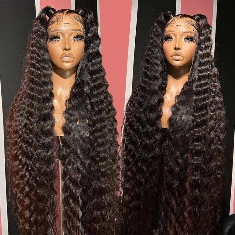 Loose Deep Wave Lace Front Wigs Human Hair Transparent Lace Frontal Wigs Human Hair Natural Color 16-36 inch