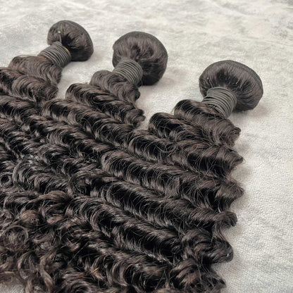 Human Hair Bundles Deep Wave Bundles Natural Black Color 100% Unprocessed Hair 10-40 inch