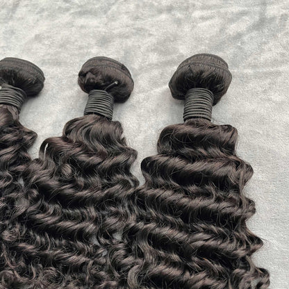 Human Hair Bundles Deep Wave Bundles Natural Black Color 100% Unprocessed Hair 10-40 inch