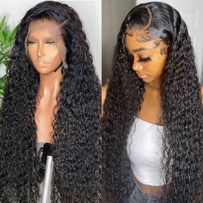 Water Wave Lace Front Wigs Human Hair Transparent Lace Frontal Wigs Human Hair Natural Color 16-36 inch