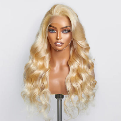 Pre-Plucked  #613 Color Transparent Lace Body Wave  Wig 200% Density 100% Human Hair