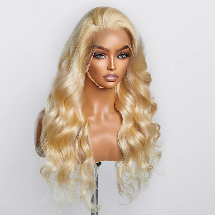 Pre-Plucked  #613 Color Transparent Lace Body Wave  Wig 200% Density 100% Human Hair