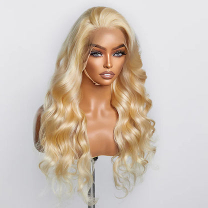 Pre-Plucked  #613 Color Transparent Lace Body Wave  Wig 200% Density 100% Human Hair