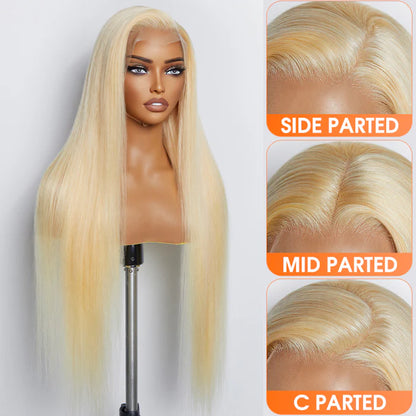 #613 Colo Pre-Plucked  r Transparent Lace Straight Frontal Wig 200% Density 100% Human Hair