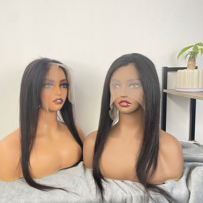 Transparent Lace Frontal Closure Brazilian Straight Human Hair Natural Black Color