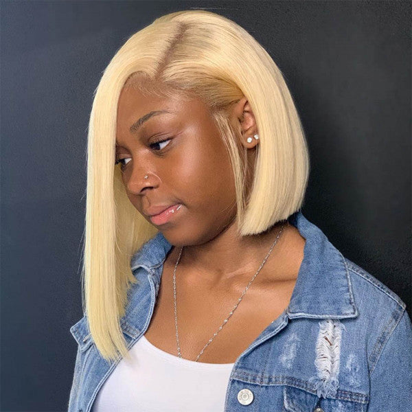 #613 Color Body Wave Short Bob Lace Front Wigs 180% Density Human Hair