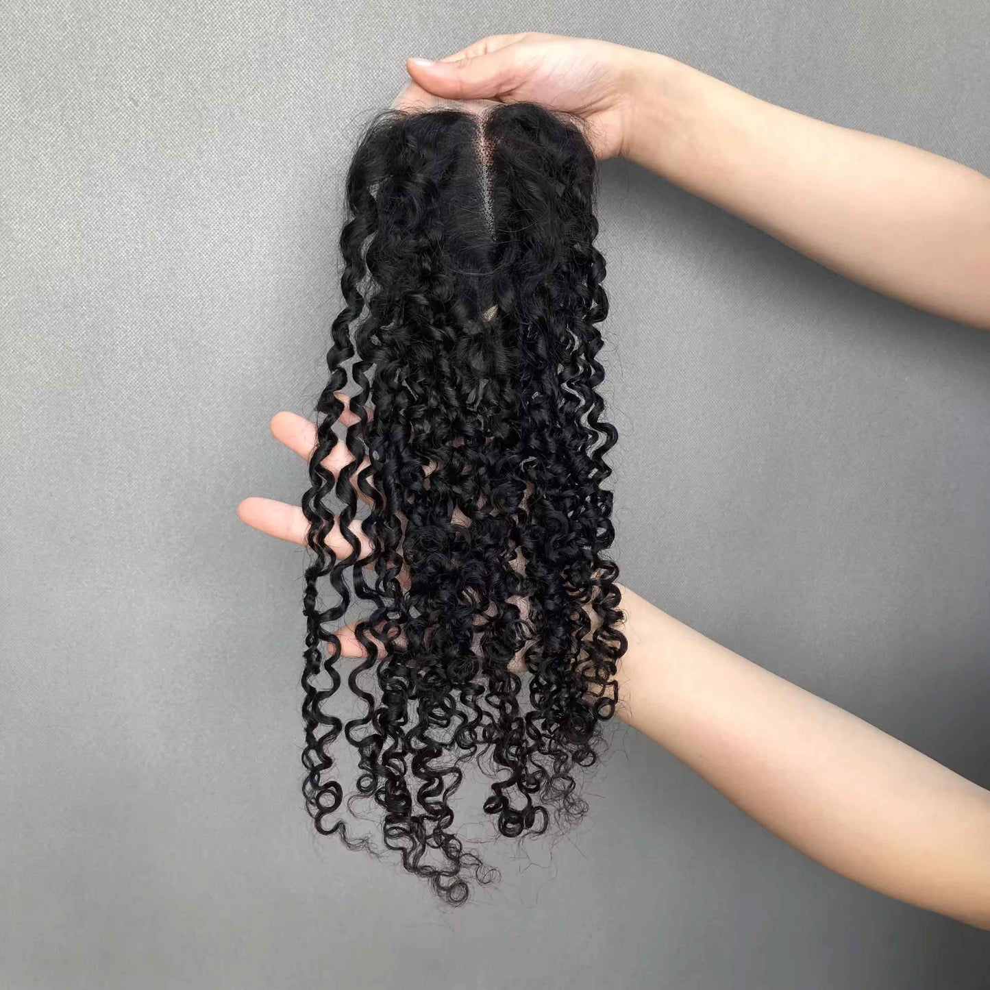 Transparent Lace Frontal Closure Brazilian curly Human Hair Natural Black Color