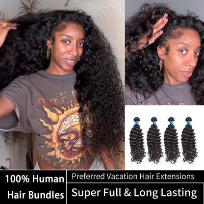 Deep Wavy Virgin Brazilian Hair  Natural Black