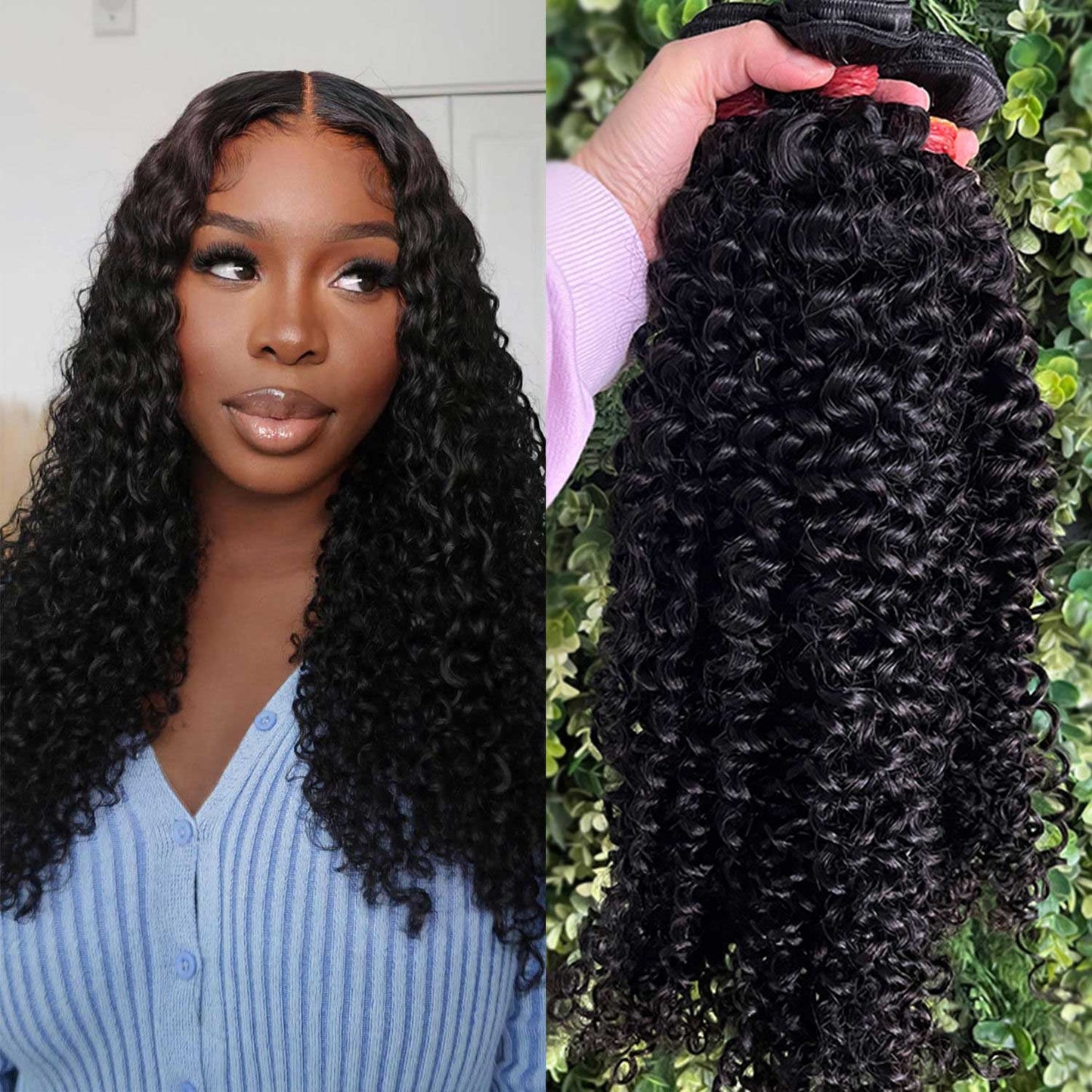 Natural Black Color Jerry Curly Bundles 100% Unprocessed Hair