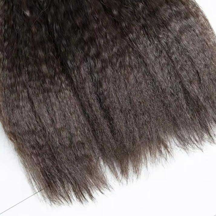 Natural Black Color Kinky Straight Bundles 100% Unprocessed Hair