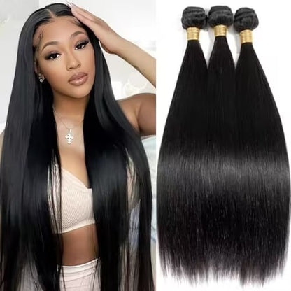 Natural Black Color Straight Bundles Virgin Human Hair Bundles