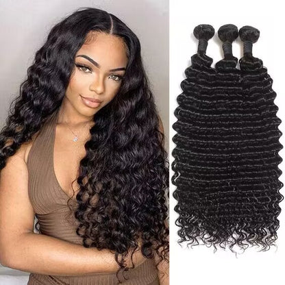 Human Hair Bundles Loose Deep Wave Bundles Natural Black Color 100% Unprocessed Hair