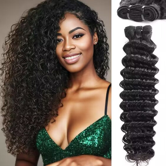 Human Hair Bundles Loose Deep Wave Bundles Natural Black Color 100% Unprocessed Hair