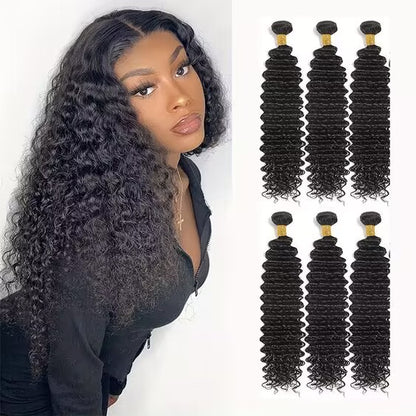 Natural Color Deep Wave Human Hair Bundles