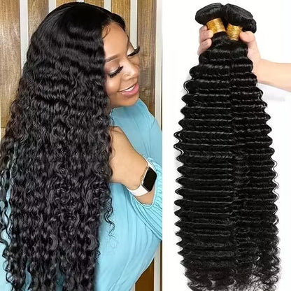 Natural Color Deep Wave Human Hair Bundles