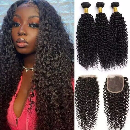 Natural Black Color Jerry Curly Bundles 100% Unprocessed Hair