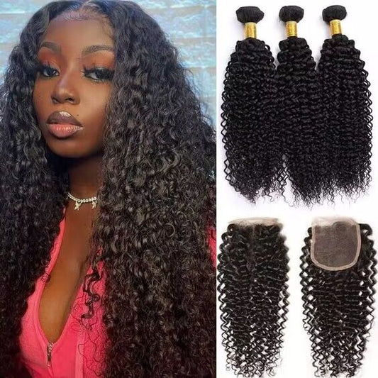 Natural Black Color Jerry Curly Bundles 100% Unprocessed Raw Hair