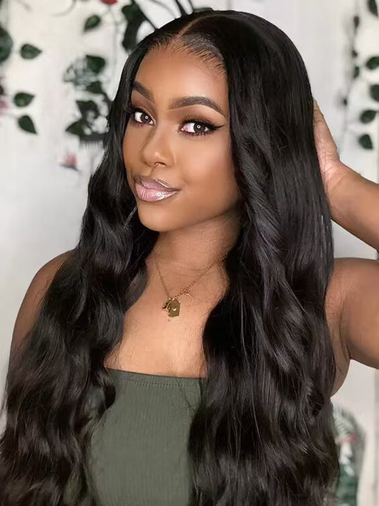 Loose WaveTransparent   Lace Frontal Wigs Human Hair Natural Color