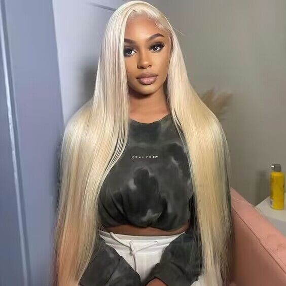 #613 Colo Pre-Plucked  r Transparent Lace Straight Frontal Wig 200% Density 100% Human Hair