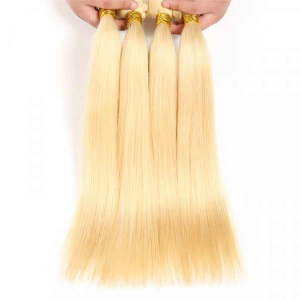 613 Blonde Hair Human Straight Hair Weaves